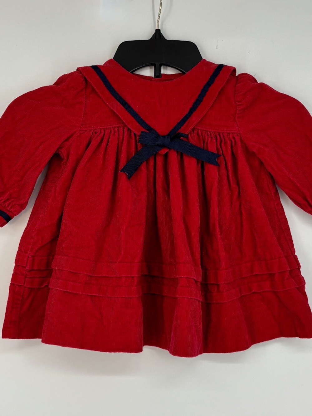 Jayne Copeland Baby Girls 24 Months Vintage Corduroy Dress Red Sailor Collar